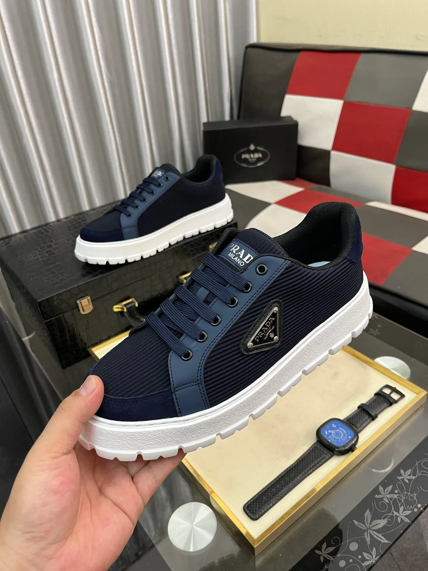 Men's Men's Shoes💰440⌚️⌚️《PRADA*》The latest and most popular casual shoes, top brand [seduce] luxury~purchasing agent, top~quality. [Strong] The upper is made of imported breathable special materials ➕ breathable feet (•) with fine workmanship. Original stylish and stylish soft rubber wear-resistant outsole, light and comfortable on the foot, size: 38-445️⃣colors available